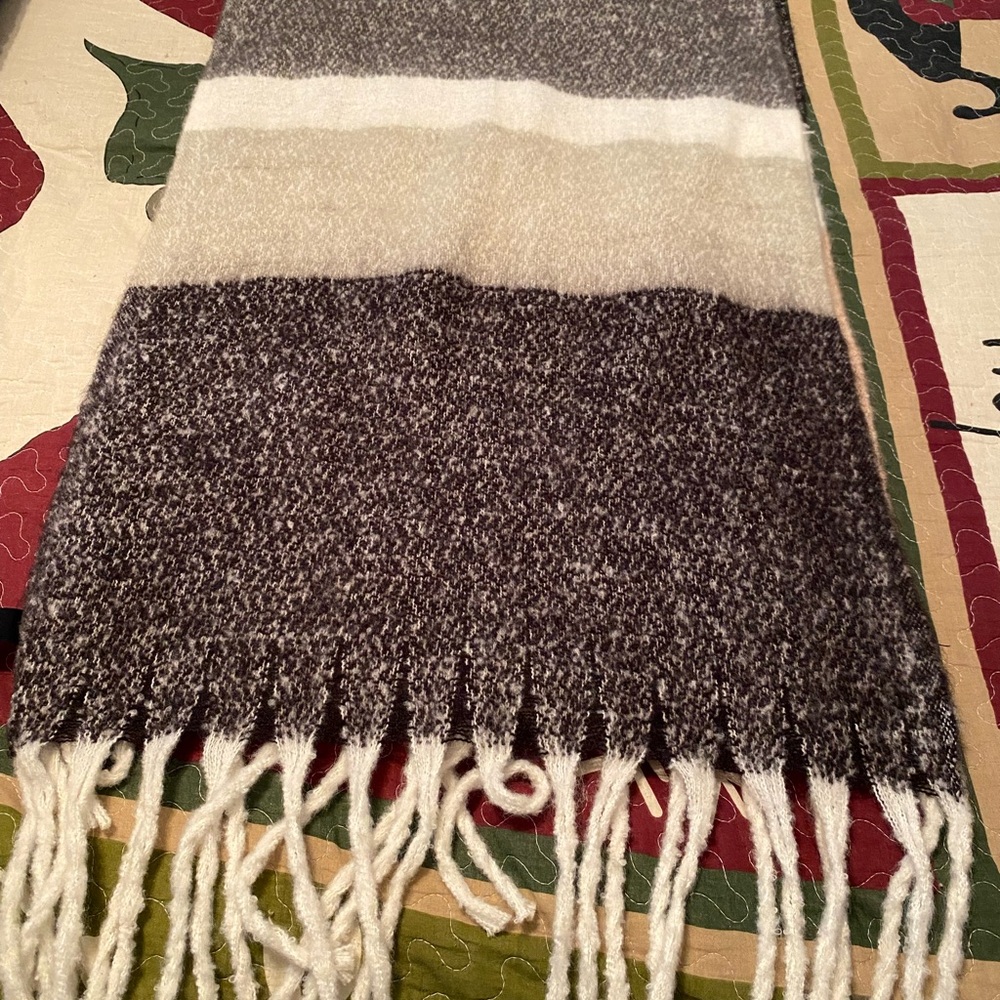 Cozy Striped Fringe Scarf